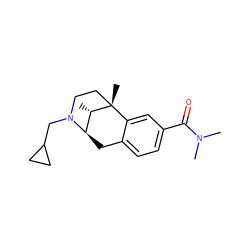 C[C@H]1[C@H]2Cc3ccc(C(=O)N(C)C)cc3[C@@]1(C)CCN2CC1CC1 ZINC000100877686