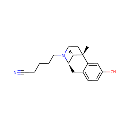 C[C@H]1[C@H]2Cc3ccc(O)cc3[C@@]1(C)CCN2CCCCC#N ZINC000100871147