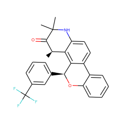 C[C@H]1C(=O)C(C)(C)Nc2ccc3c(c21)[C@H](c1cccc(C(F)(F)F)c1)Oc1ccccc1-3 ZINC000013796873