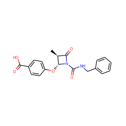 C[C@H]1C(=O)N(C(=O)NCc2ccccc2)[C@@H]1Oc1ccc(C(=O)O)cc1 ZINC000006488824