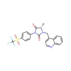 C[C@H]1C(=O)N(c2ccc(S(=O)(=O)C(F)(F)F)cc2)C(=O)N1Cc1ccnc2ccccc12 ZINC000066157050