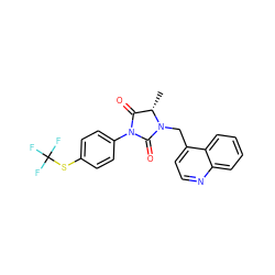 C[C@H]1C(=O)N(c2ccc(SC(F)(F)F)cc2)C(=O)N1Cc1ccnc2ccccc12 ZINC000071329155