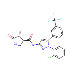 C[C@H]1C(=O)NC[C@@H]1C(=O)Nc1cc(-c2cccc(C(F)(F)F)c2)n(-c2ccccc2Cl)n1 ZINC000169707142