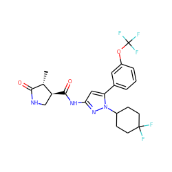 C[C@H]1C(=O)NC[C@@H]1C(=O)Nc1cc(-c2cccc(OC(F)(F)F)c2)n(C2CCC(F)(F)CC2)n1 ZINC000169707138