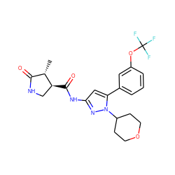 C[C@H]1C(=O)NC[C@@H]1C(=O)Nc1cc(-c2cccc(OC(F)(F)F)c2)n(C2CCOCC2)n1 ZINC000169707128