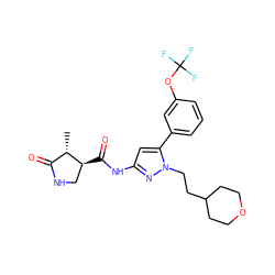 C[C@H]1C(=O)NC[C@@H]1C(=O)Nc1cc(-c2cccc(OC(F)(F)F)c2)n(CCC2CCOCC2)n1 ZINC000169707167