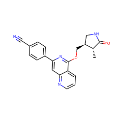 C[C@H]1C(=O)NC[C@@H]1COc1nc(-c2ccc(C#N)cc2)cc2ncccc12 ZINC000141966031