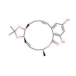 C[C@H]1C/C=C/[C@H]2OC(C)(C)O[C@H]2CC/C=C/c2cc(O)cc(O)c2C(=O)O1 ZINC000084604607