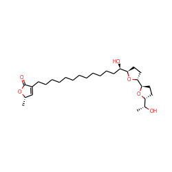 C[C@H]1C=C(CCCCCCCCCCCC[C@@H](O)[C@H]2CC[C@H]([C@H]3CC[C@H]([C@@H](C)O)O3)O2)C(=O)O1 ZINC000026186177