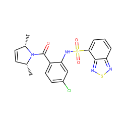 C[C@H]1C=C[C@@H](C)N1C(=O)c1ccc(Cl)cc1NS(=O)(=O)c1cccc2nsnc12 ZINC000035064887