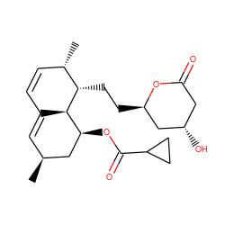 C[C@H]1C=C2C=C[C@H](C)[C@H](CC[C@@H]3C[C@@H](O)CC(=O)O3)[C@H]2[C@@H](OC(=O)C2CC2)C1 ZINC000027981942