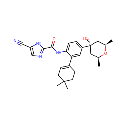 C[C@H]1C[C@@](O)(c2ccc(NC(=O)c3ncc(C#N)[nH]3)c(C3=CCC(C)(C)CC3)c2)C[C@@H](C)O1 ZINC001772574700