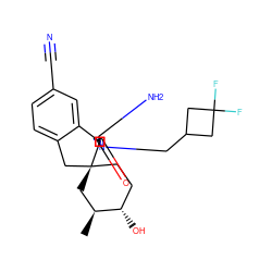 C[C@H]1C[C@@]2(CC[C@@H]1O)Cc1ccc(C#N)cc1[C@]21N=C(N)N(CC2CC(F)(F)C2)C1=O ZINC000149635184