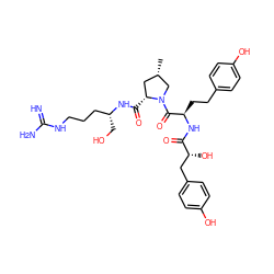 C[C@H]1C[C@@H](C(=O)N[C@H](CO)CCCNC(=N)N)N(C(=O)[C@@H](CCc2ccc(O)cc2)NC(=O)[C@H](O)Cc2ccc(O)cc2)C1 ZINC000095559656
