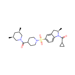 C[C@H]1C[C@@H](C)CN(C(=O)C2CCN(S(=O)(=O)c3ccc4c(c3)C[C@@H](C)N4C(=O)C3CC3)CC2)C1 ZINC000009429384