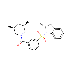 C[C@H]1C[C@@H](C)CN(C(=O)c2cccc(S(=O)(=O)N3c4ccccc4C[C@H]3C)c2)C1 ZINC000004863404