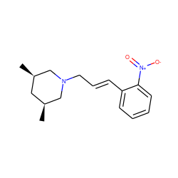 C[C@H]1C[C@@H](C)CN(C/C=C/c2ccccc2[N+](=O)[O-])C1 ZINC000004988442