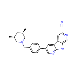 C[C@H]1C[C@@H](C)CN(Cc2ccc(-c3cnc4[nH]c5cnc(C#N)cc5c4c3)cc2)C1 ZINC000068244210