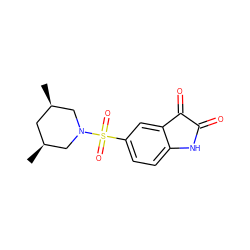 C[C@H]1C[C@@H](C)CN(S(=O)(=O)c2ccc3c(c2)C(=O)C(=O)N3)C1 ZINC000103229772