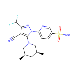 C[C@H]1C[C@@H](C)CN(c2c(C#N)c(C(F)F)nn2-c2ccc(S(N)(=O)=O)cn2)C1 ZINC000028566336