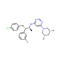 C[C@H]1C[C@@H](C)CN(c2cc(N[C@@H](C)[C@@H](Cc3ccc(Cl)cc3)c3cccc(Br)c3)ncn2)C1 ZINC000043018885