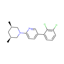 C[C@H]1C[C@@H](C)CN(c2ccc(-c3cccc(Cl)c3Cl)cn2)C1 ZINC000045254844