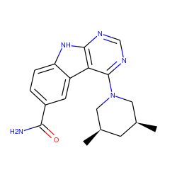 C[C@H]1C[C@@H](C)CN(c2ncnc3[nH]c4ccc(C(N)=O)cc4c23)C1 ZINC000034020213