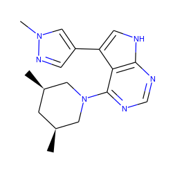 C[C@H]1C[C@@H](C)CN(c2ncnc3[nH]cc(-c4cnn(C)c4)c23)C1 ZINC000210753927