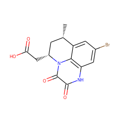 C[C@H]1C[C@@H](CC(=O)O)n2c(=O)c(=O)[nH]c3cc(Br)cc1c32 ZINC000029310827