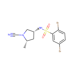 C[C@H]1C[C@@H](NS(=O)(=O)c2cc(Br)ccc2Br)CN1C#N ZINC000043202870