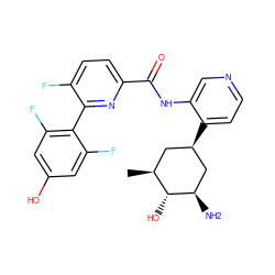 C[C@H]1C[C@@H](c2ccncc2NC(=O)c2ccc(F)c(-c3c(F)cc(O)cc3F)n2)C[C@@H](N)[C@@H]1O ZINC000142057232