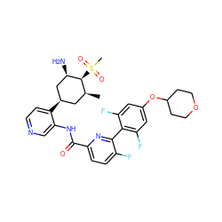 C[C@H]1C[C@@H](c2ccncc2NC(=O)c2ccc(F)c(-c3c(F)cc(OC4CCOCC4)cc3F)n2)C[C@@H](N)[C@H]1S(C)(=O)=O ZINC000261126901