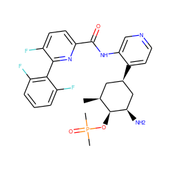 C[C@H]1C[C@@H](c2ccncc2NC(=O)c2ccc(F)c(-c3c(F)cccc3F)n2)C[C@@H](N)[C@H]1OP(C)(C)=O ZINC000149208367