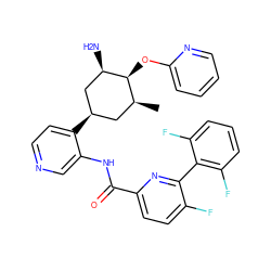 C[C@H]1C[C@@H](c2ccncc2NC(=O)c2ccc(F)c(-c3c(F)cccc3F)n2)C[C@@H](N)[C@H]1Oc1ccccn1 ZINC000261164505