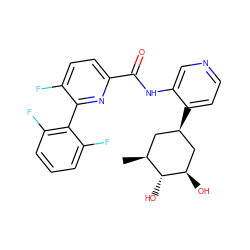 C[C@H]1C[C@@H](c2ccncc2NC(=O)c2ccc(F)c(-c3c(F)cccc3F)n2)C[C@@H](O)[C@@H]1O ZINC000168133944