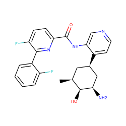 C[C@H]1C[C@@H](c2ccncc2NC(=O)c2ccc(F)c(-c3ccccc3F)n2)C[C@@H](N)[C@H]1O ZINC000168398843