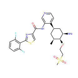 C[C@H]1C[C@@H](c2ccncc2NC(=O)c2csc(-c3c(F)cccc3F)n2)C[C@@H](N)[C@H]1OCCS(C)(=O)=O ZINC000261125240