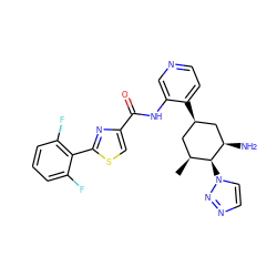 C[C@H]1C[C@@H](c2ccncc2NC(=O)c2csc(-c3c(F)cccc3F)n2)C[C@@H](N)[C@H]1n1ccnn1 ZINC000149249026