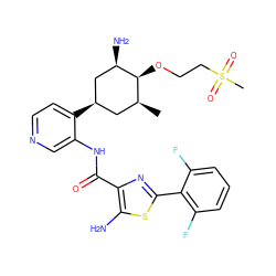 C[C@H]1C[C@@H](c2ccncc2NC(=O)c2nc(-c3c(F)cccc3F)sc2N)C[C@@H](N)[C@H]1OCCS(C)(=O)=O ZINC000149191262