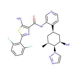 C[C@H]1C[C@@H](c2ccncc2NC(=O)c2nc(-c3c(F)cccc3F)sc2N)C[C@@H](N)[C@H]1n1ccnn1 ZINC000149192404