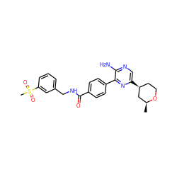 C[C@H]1C[C@@H](c2cnc(N)c(-c3ccc(C(=O)NCc4cccc(S(C)(=O)=O)c4)cc3)n2)CCO1 ZINC001772647701