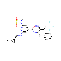 C[C@H]1C[C@@H]1CNc1cc(C(=O)N[C@@H](Cc2ccccc2)[C@@H](N)CCC(F)(F)F)cc(N(C)S(C)(=O)=O)n1 ZINC000014961850