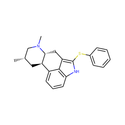 C[C@H]1C[C@@H]2c3cccc4[nH]c(Sc5ccccc5)c(c34)C[C@H]2N(C)C1 ZINC000013826378