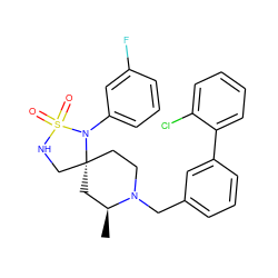 C[C@H]1C[C@]2(CCN1Cc1cccc(-c3ccccc3Cl)c1)CNS(=O)(=O)N2c1cccc(F)c1 ZINC000095571758