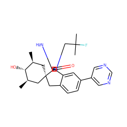 C[C@H]1C[C@]2(Cc3ccc(-c4cncnc4)cc3[C@]23N=C(N)N(CC(C)(C)F)C3=O)C[C@@H](C)[C@@H]1O ZINC000149622968