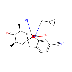 C[C@H]1C[C@]2(Cc3ccc(C#N)cc3[C@]23N=C(N)N(CC2CC2)C3=O)C[C@@H](C)[C@@H]1O ZINC000149630203