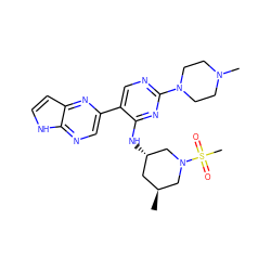 C[C@H]1C[C@H](Nc2nc(N3CCN(C)CC3)ncc2-c2cnc3[nH]ccc3n2)CN(S(C)(=O)=O)C1 ZINC000145724557