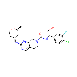 C[C@H]1C[C@H](Nc2ncc3c(n2)CN(C(=O)N[C@H](CO)c2ccc(Cl)c(F)c2)CC3)CCO1 ZINC001772575590