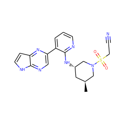 C[C@H]1C[C@H](Nc2ncccc2-c2cnc3[nH]ccc3n2)CN(S(=O)(=O)CC#N)C1 ZINC000168890789