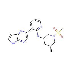 C[C@H]1C[C@H](Nc2ncccc2-c2cnc3[nH]ccc3n2)CN(S(C)(=O)=O)C1 ZINC000168805994